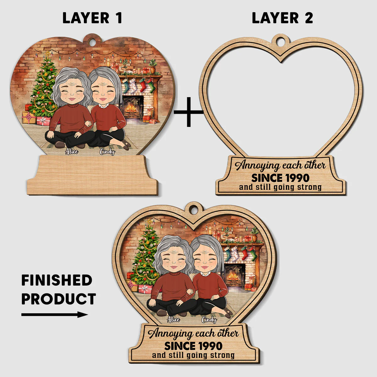 Annoying Each Other And Still Going Strong - Personalized Custom 2-Layered Wood Ornament - Image 6