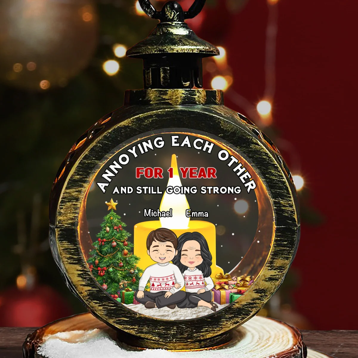 Annoying Each Other And Still Going Strong - Personalized Custom Christmas Lantern - Image 6