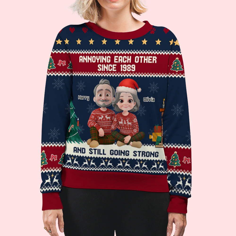 Annoying Each Other Christmas - Personalized Custom All-Over-Print Sweatshirt - Image 5
