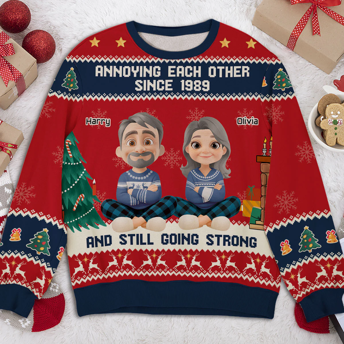 Annoying Each Other Christmas Ver 2 - Personalized Custom All-Over-Print Sweatshirt - Image 2
