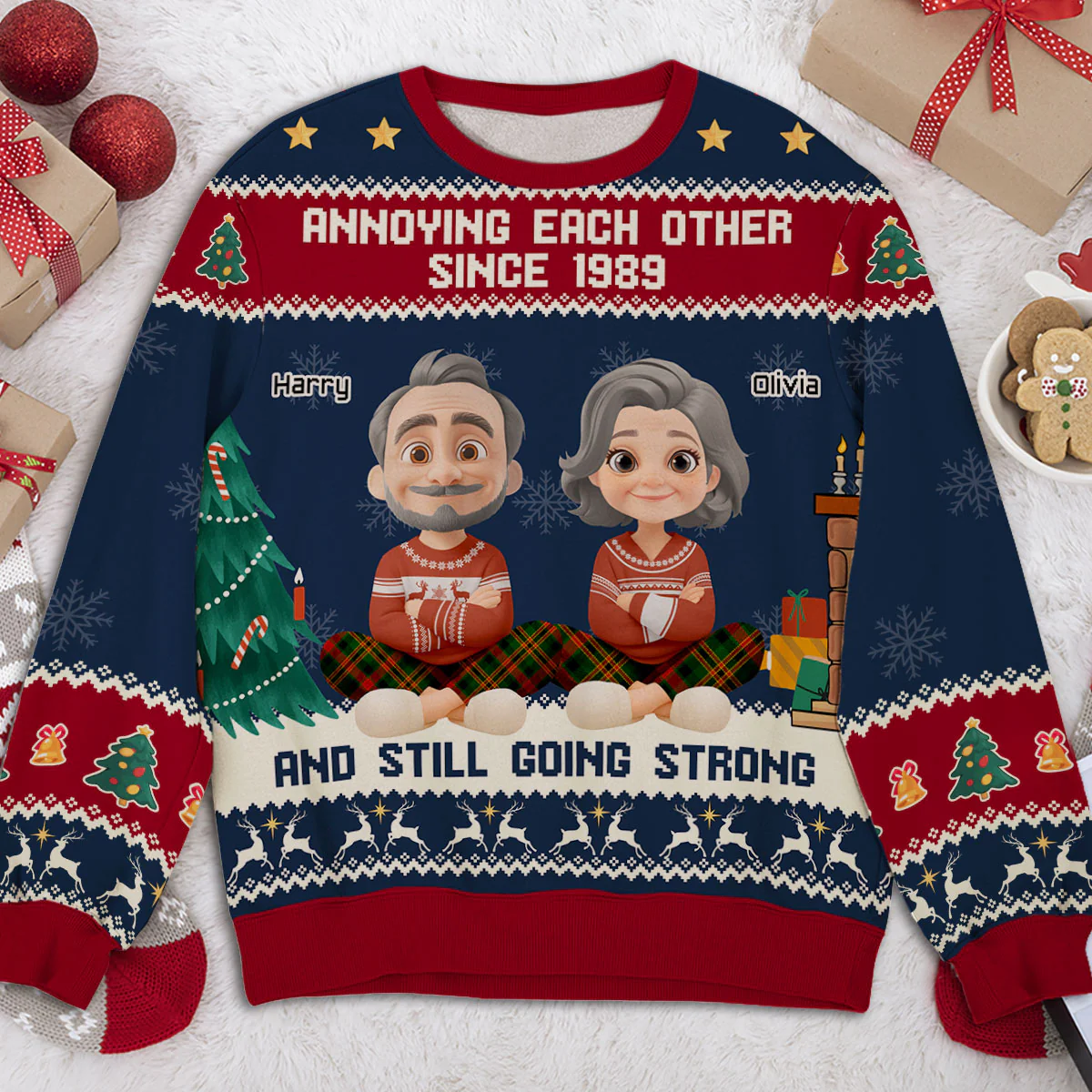 Annoying Each Other Christmas Ver 2 - Personalized Custom All-Over-Print Sweatshirt - Image 3