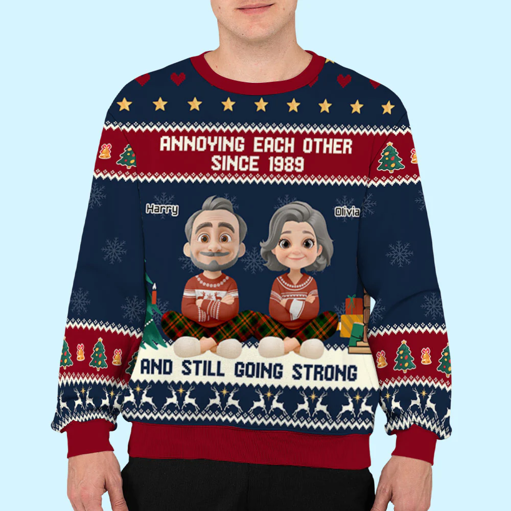 Annoying Each Other Christmas Ver 2 - Personalized Custom All-Over-Print Sweatshirt - Image 5