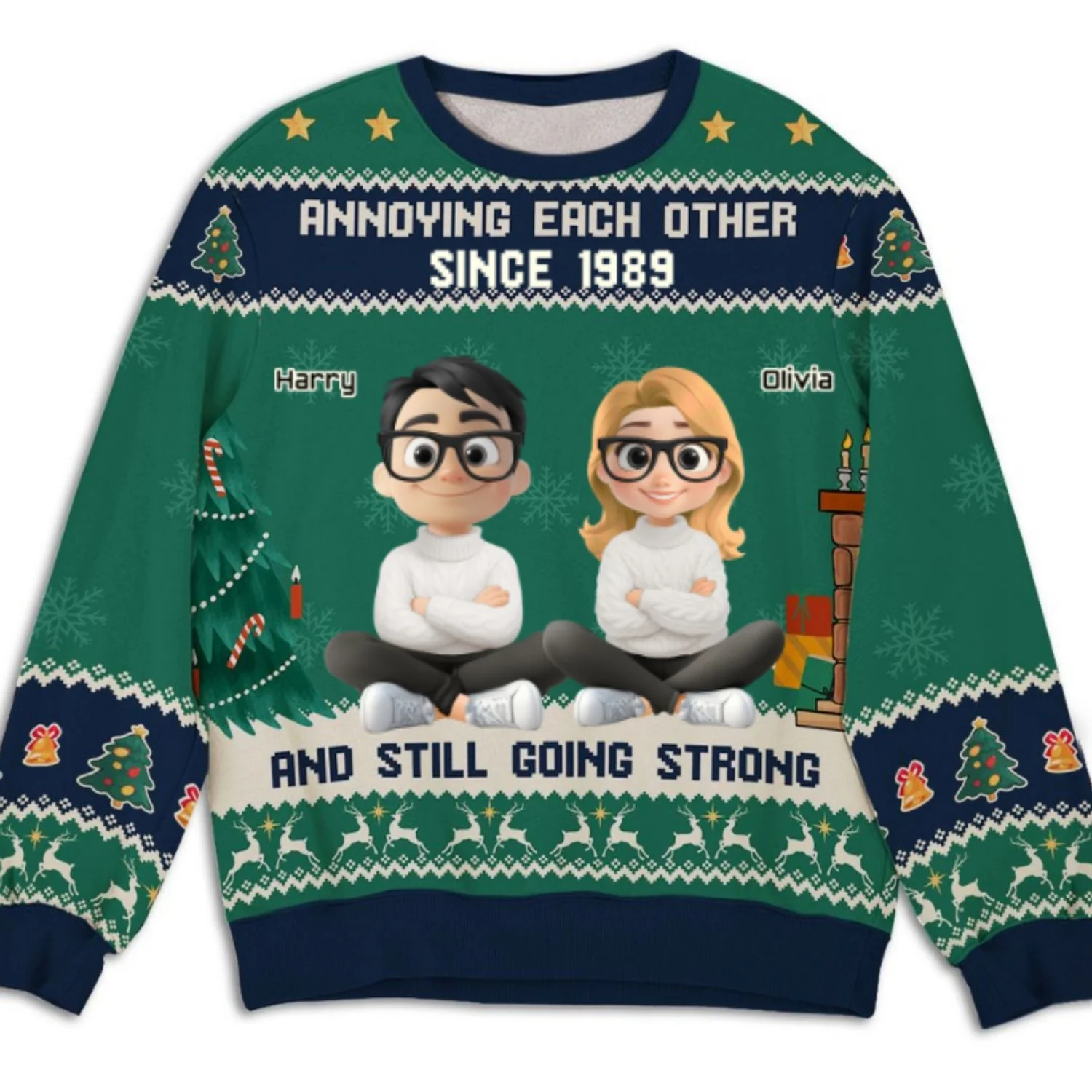 Annoying Each Other Christmas Ver 2 - Personalized Custom All-Over-Print Sweatshirt - Image 8