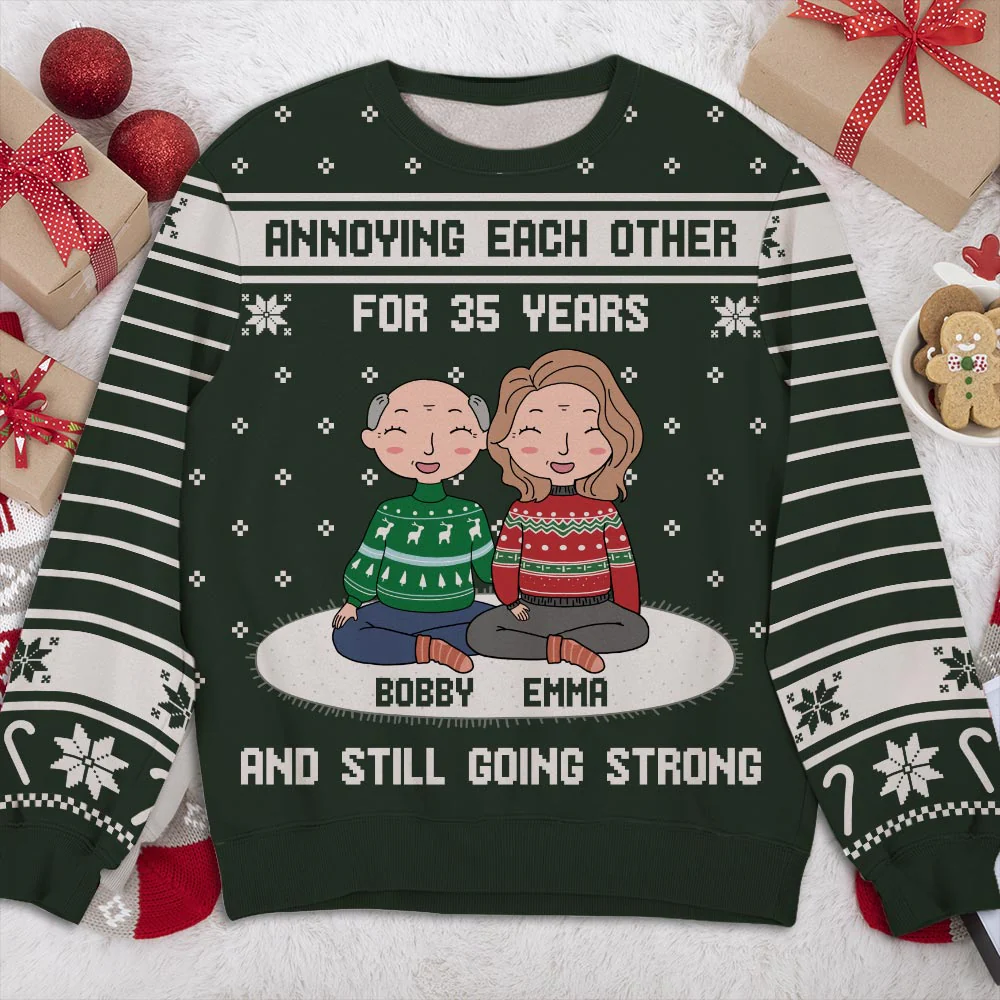 Annoying Each Other Couple - Personalized Custom All-Over-Print Sweatshirt - Image 2