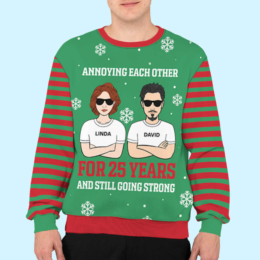 Annoying Each Other For Many Years- Personalized Custom All-Over-Print Sweatshirt - Image 3