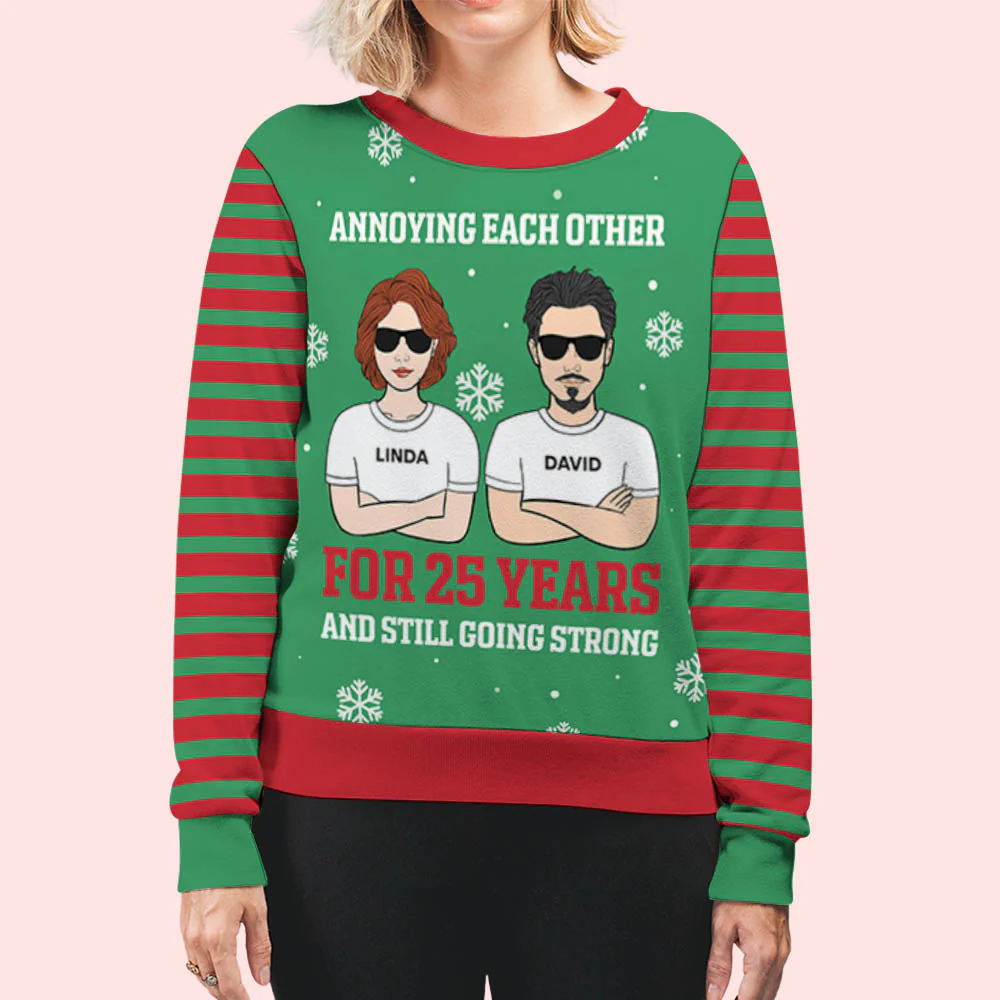 Annoying Each Other For Many Years- Personalized Custom All-Over-Print Sweatshirt - Image 5