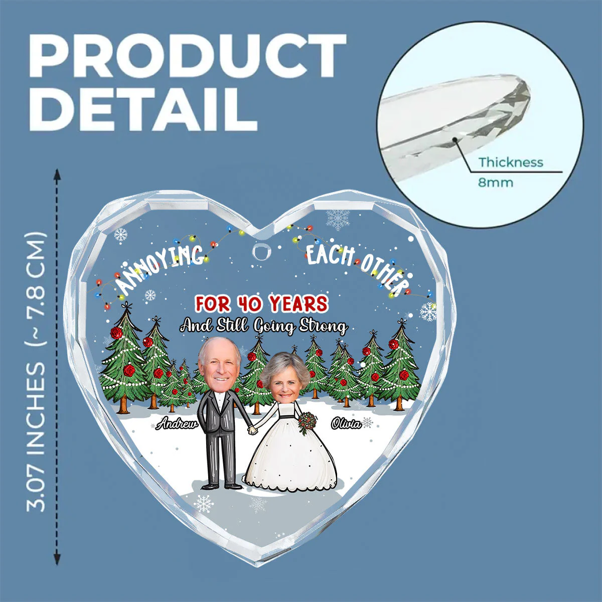 Annoying Each Other For Years And Still Going Strong - Personalized Custom Glass Ornament - Image 5