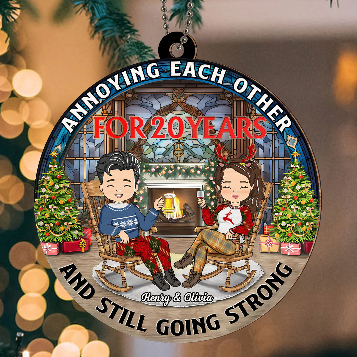 Annoying Each Other For Years And Still Going Strong - Personalized Custom Suncatcher Ornament - Image 3