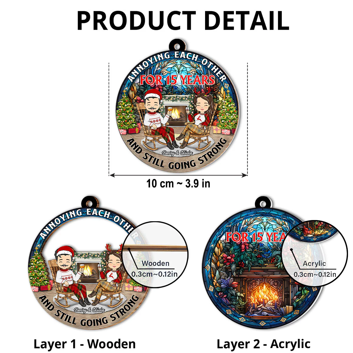 Annoying Each Other For Years And Still Going Strong - Personalized Custom Suncatcher Ornament - Image 5