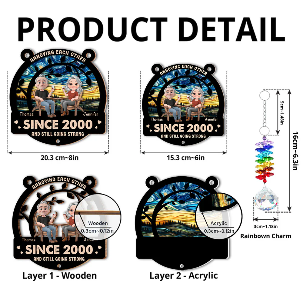 Annoying Each Other For Years - Personalized Custom Suncatcher With Crystal Rainbow Charm - Image 4