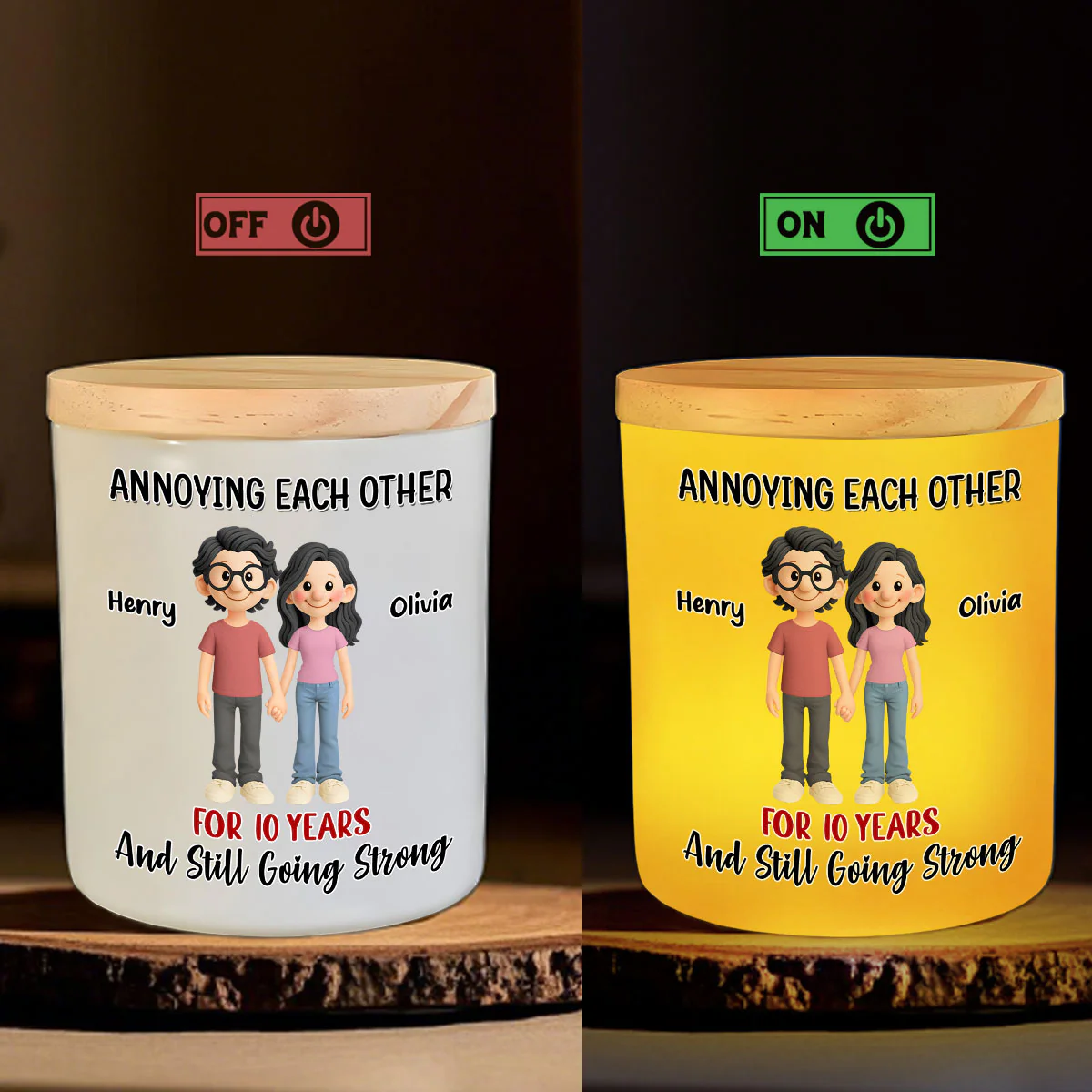 Annoying Each Other Forever - Personalized Custom Glass Jar With LED Candle - Image 2