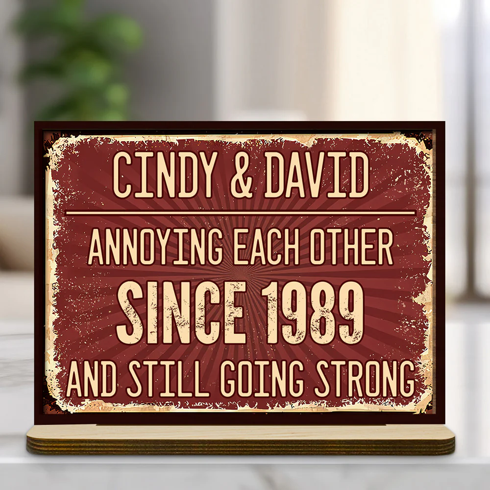 Annoying Each Other - Personalized Custom 2-Layer Wood Plaque With Flat Base