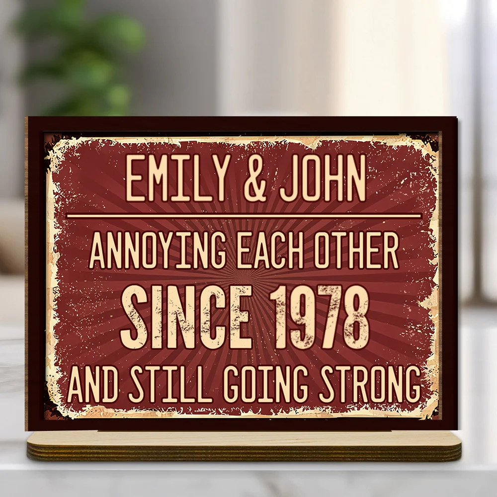Annoying Each Other - Personalized Custom 2-Layer Wood Plaque With Flat Base - Image 6