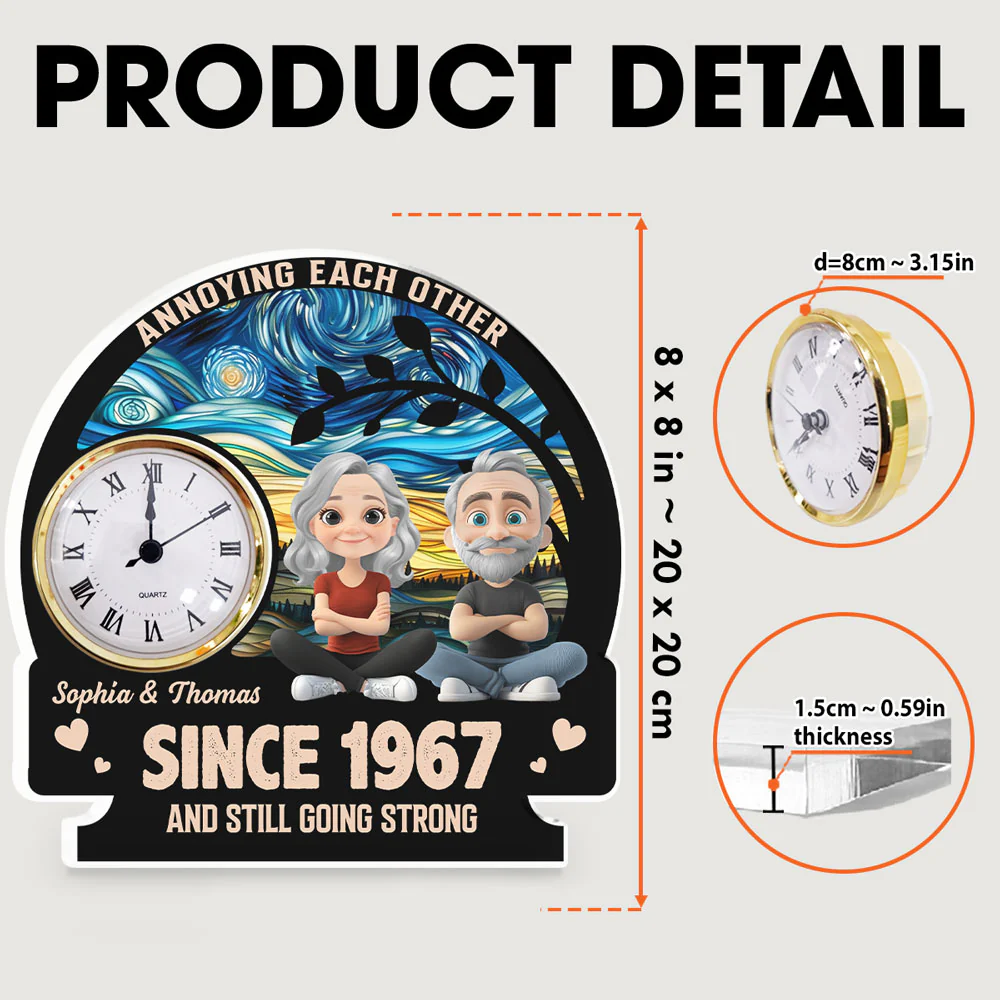 Annoying Each Other - Personalized Custom Acrylic Desk Clock Plaque - Image 6