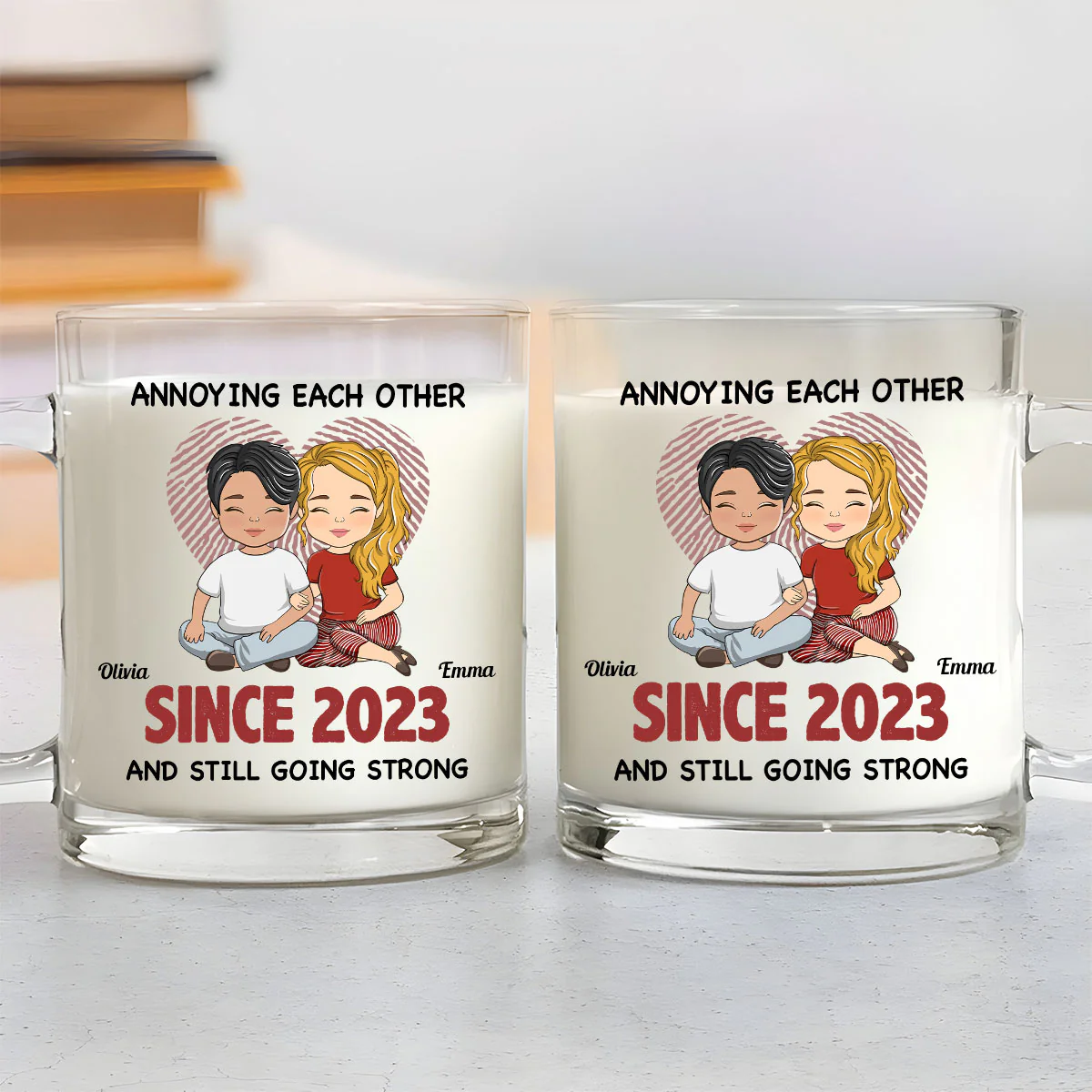 Annoying Each Other - Personalized Custom Glass Mug - Image 3