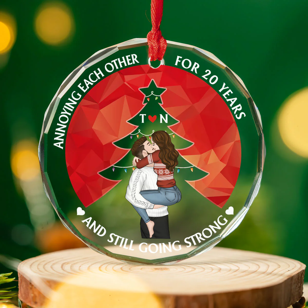 Annoying Each Other - Personalized Custom Glass Ornament - Image 2