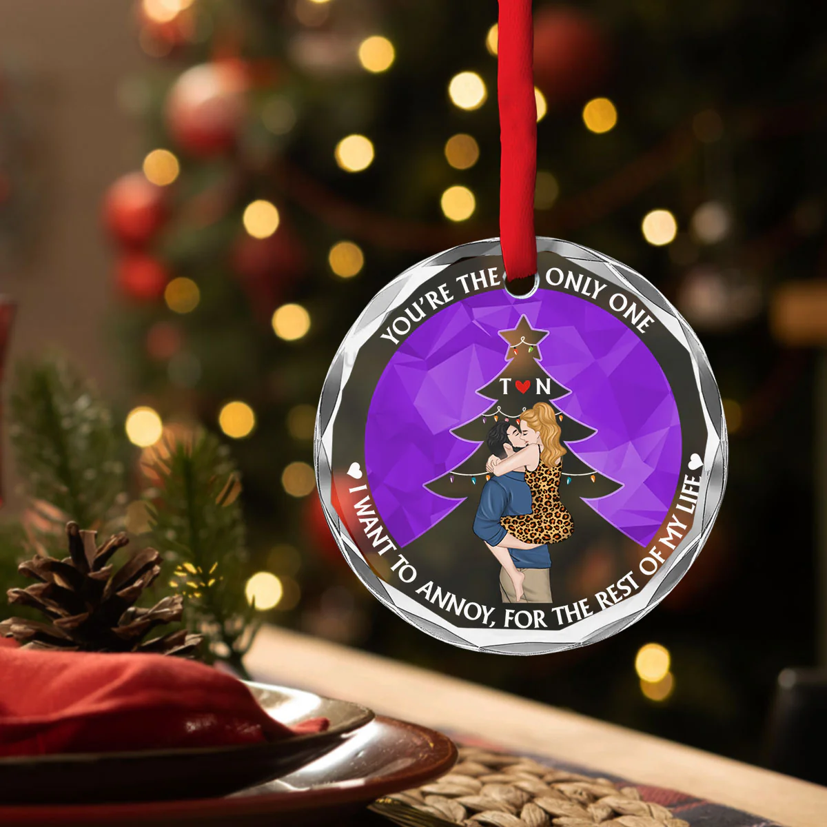 Annoying Each Other - Personalized Custom Glass Ornament - Image 3