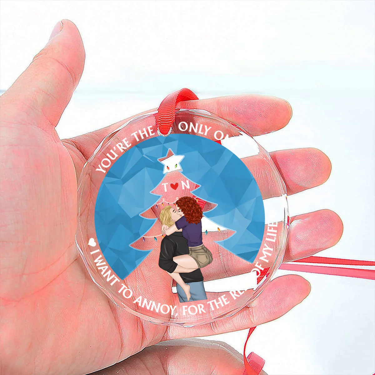 Annoying Each Other - Personalized Custom Glass Ornament - Image 4