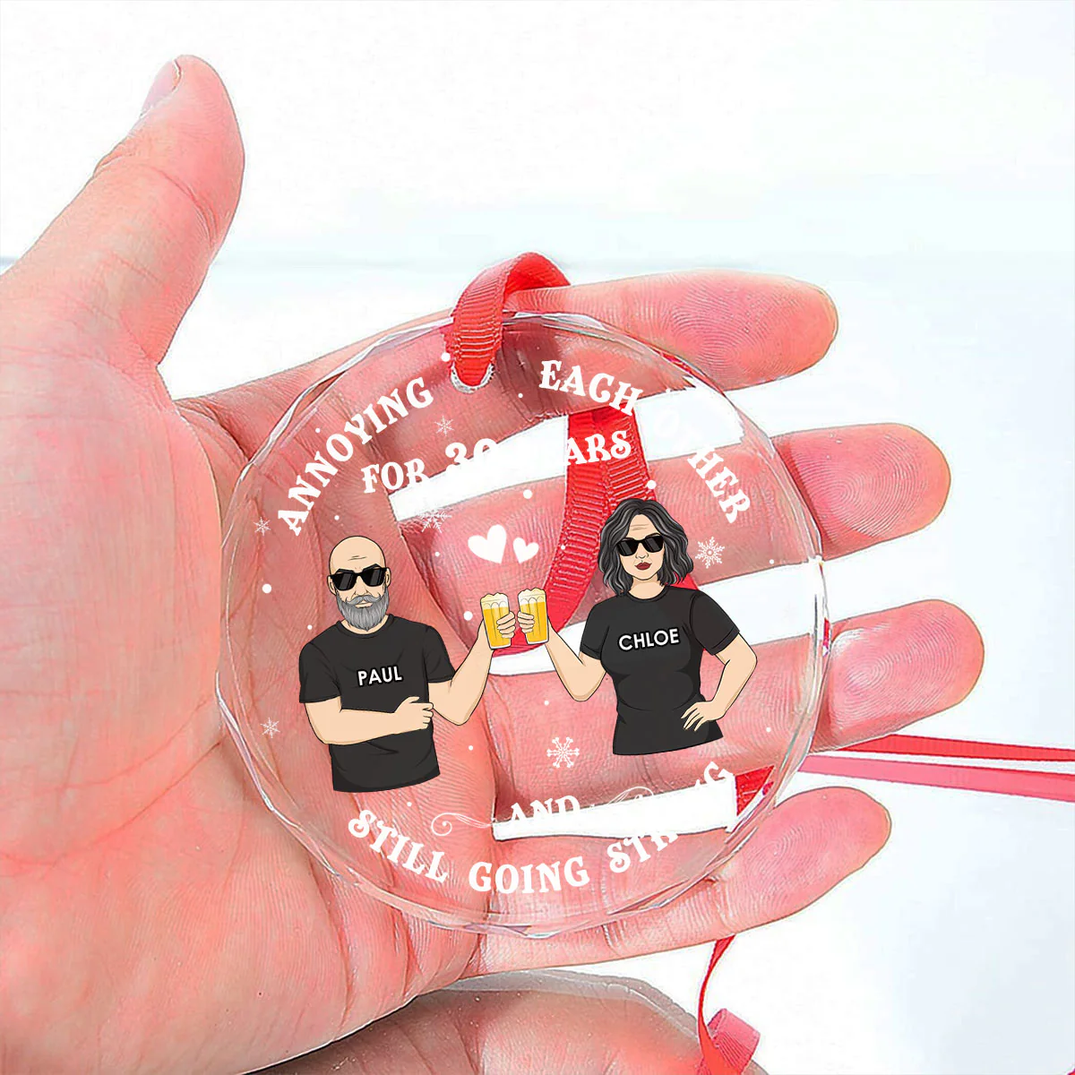 Annoying Each Other - Personalized Custom Glass Ornament - Image 2