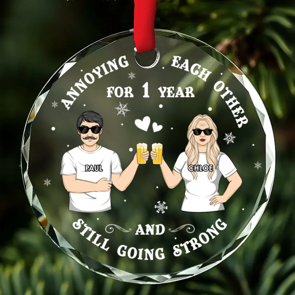 Annoying Each Other - Personalized Custom Glass Ornament - Image 6