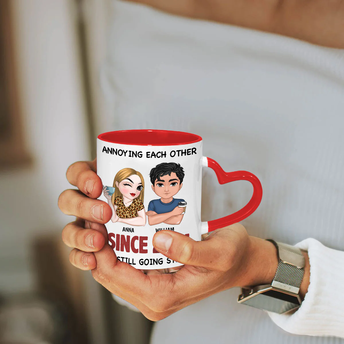 Annoying Each Other - Personalized Custom Heart Handle Mug - Image 3