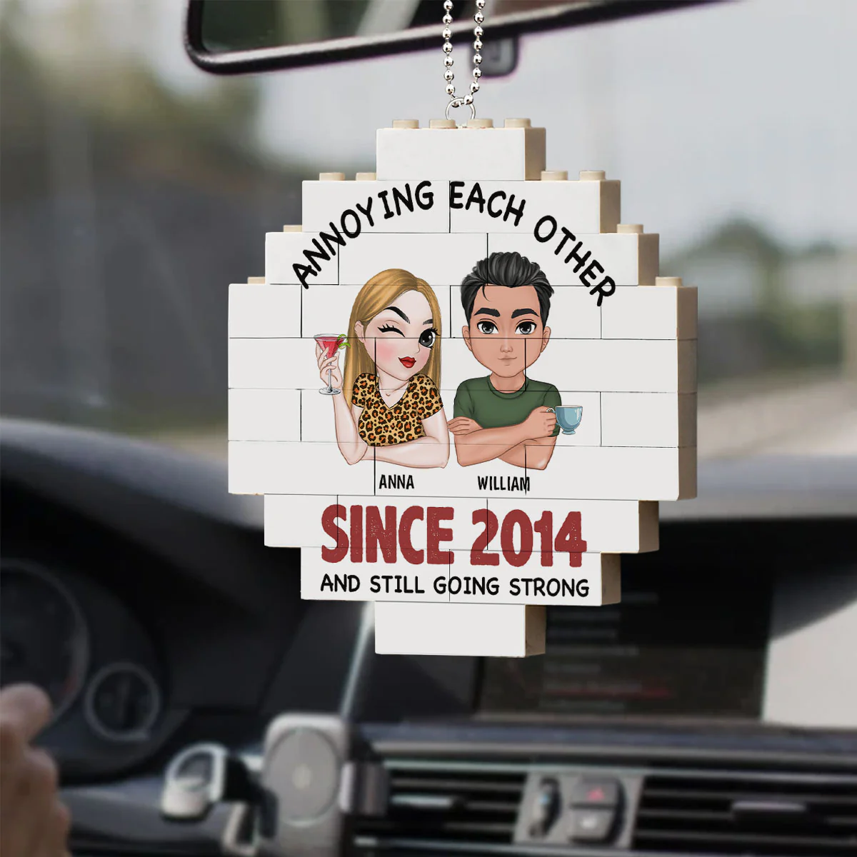 Annoying Each Other - Personalized Custom Puzzle Car Ornament - Image 4