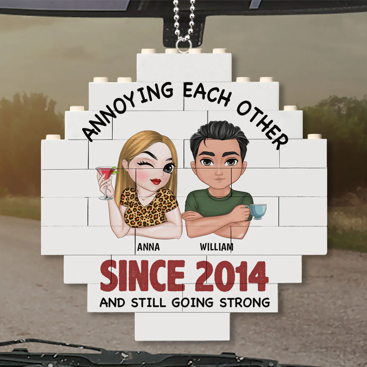 Annoying Each Other - Personalized Custom Puzzle Car Ornament - Image 5
