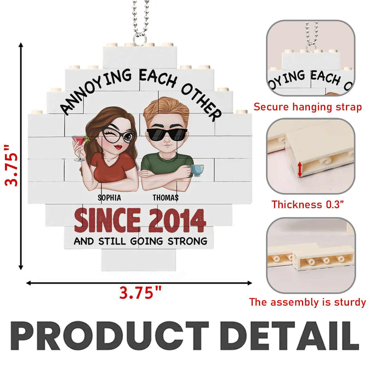 Annoying Each Other - Personalized Custom Puzzle Car Ornament - Image 6