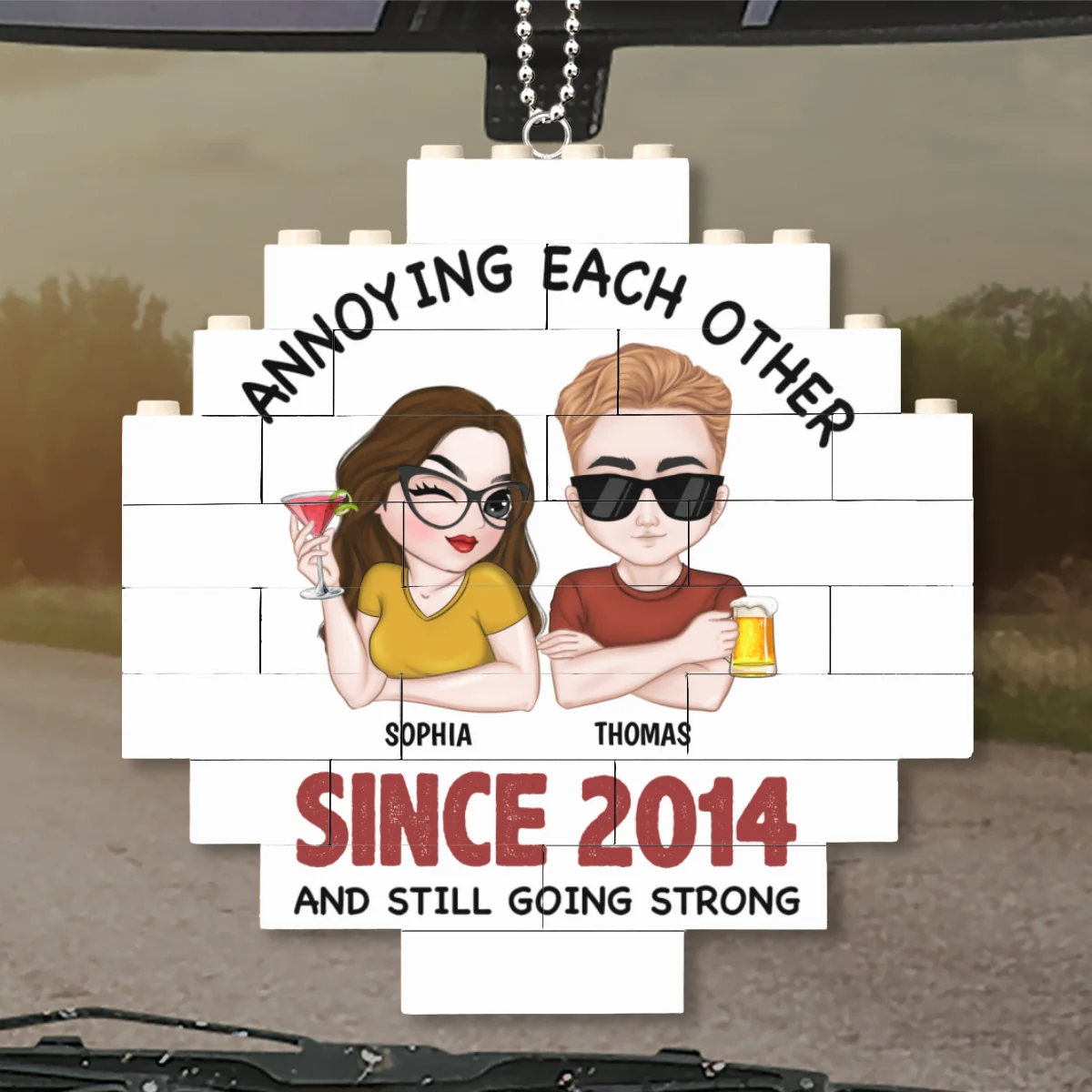 Annoying Each Other - Personalized Custom Puzzle Car Ornament - Image 7