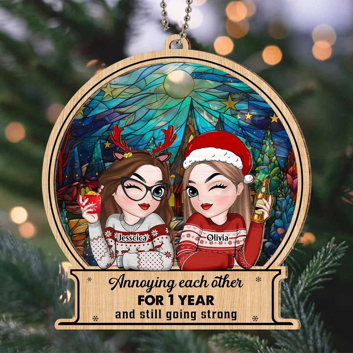 Annoying Each Other - Personalized Custom Suncatcher Ornament - Image 2