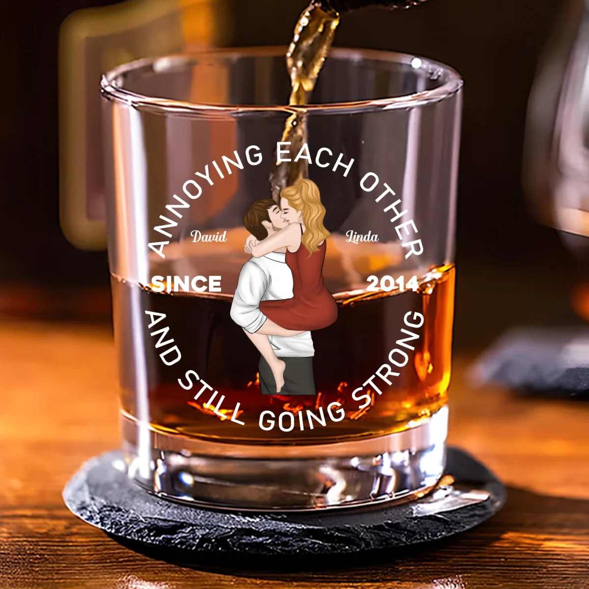 Annoying Each Other - Personalized Custom Whiskey Glass - Image 5