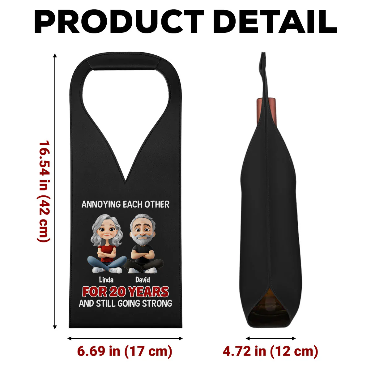 Annoying Each Other Since Day One - Personalized Custom Leather Wine Bag - Image 6
