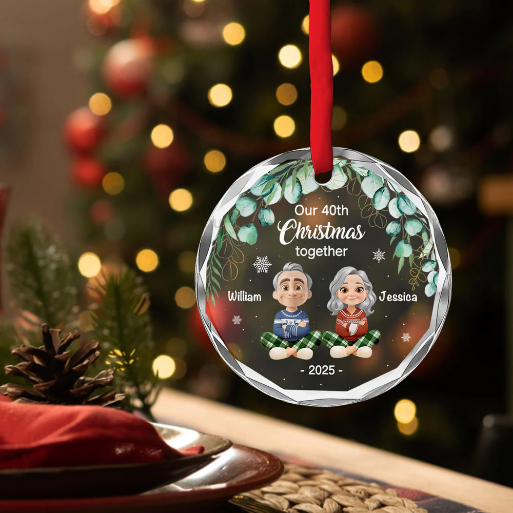 Another Christmas Together - Personalized Custom Glass Ornament - Image 2