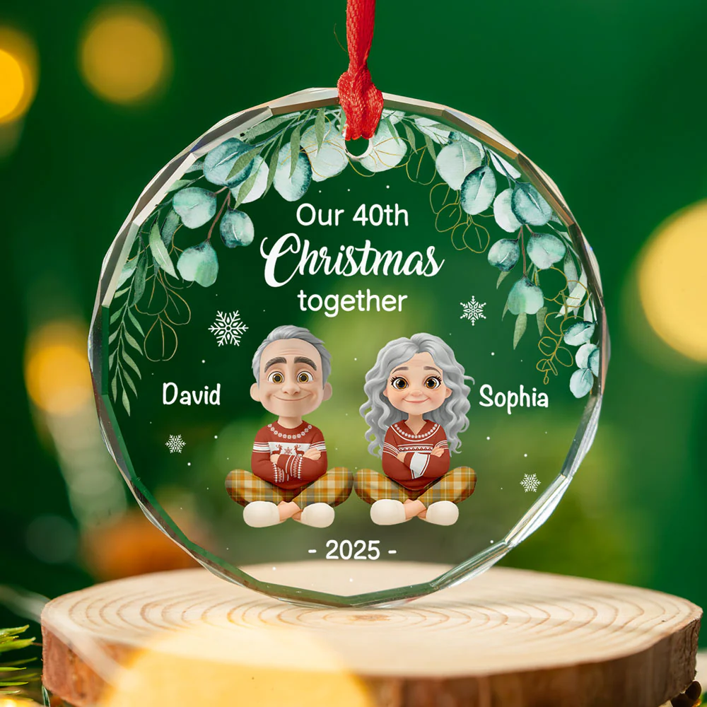 Another Christmas Together - Personalized Custom Glass Ornament - Image 4