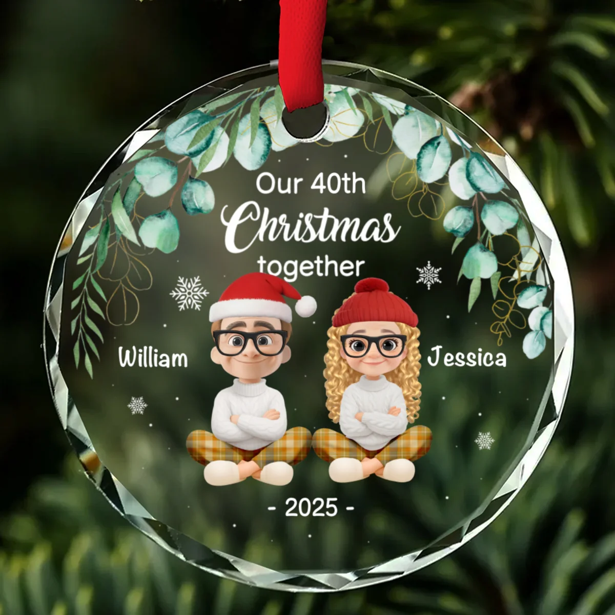 Another Christmas Together - Personalized Custom Glass Ornament - Image 6