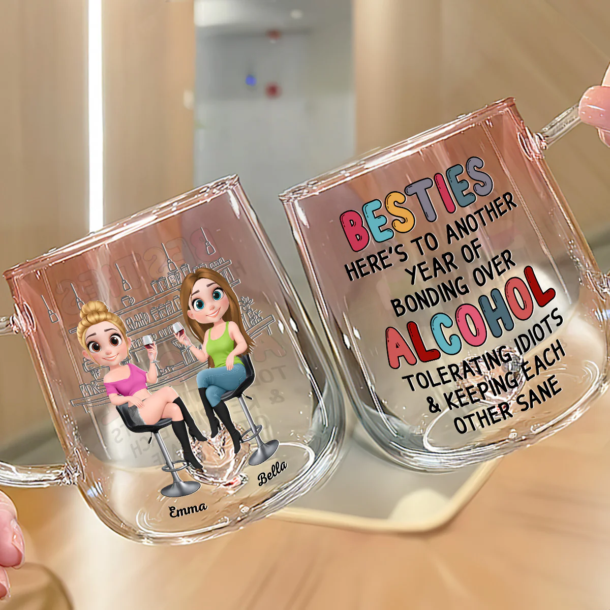 Another Year Of Bonding - Personalized Custom Pink Gradient Glass Mug - Image 4