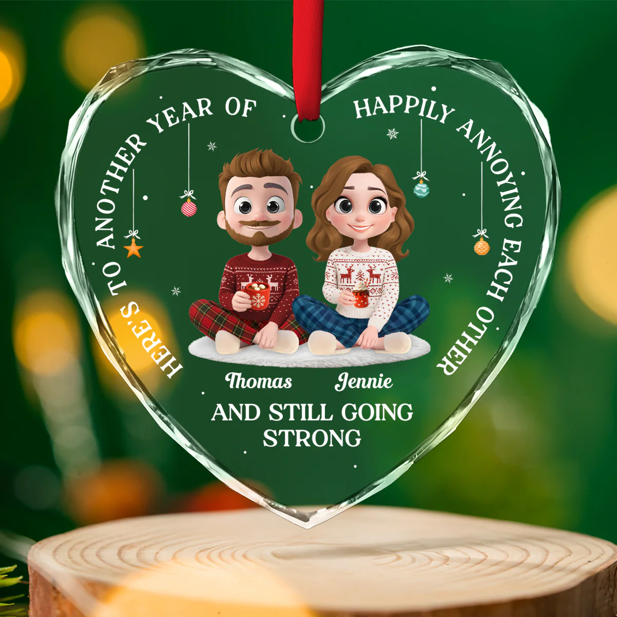 Another Year Of Happily - Personalized Custom Glass Ornament - Image 4