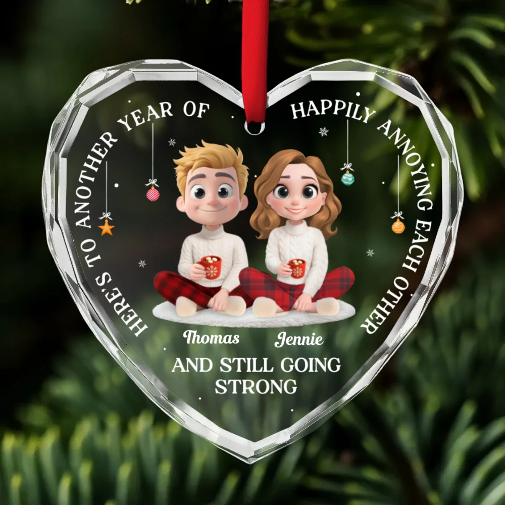 Another Year Of Happily - Personalized Custom Glass Ornament - Image 7