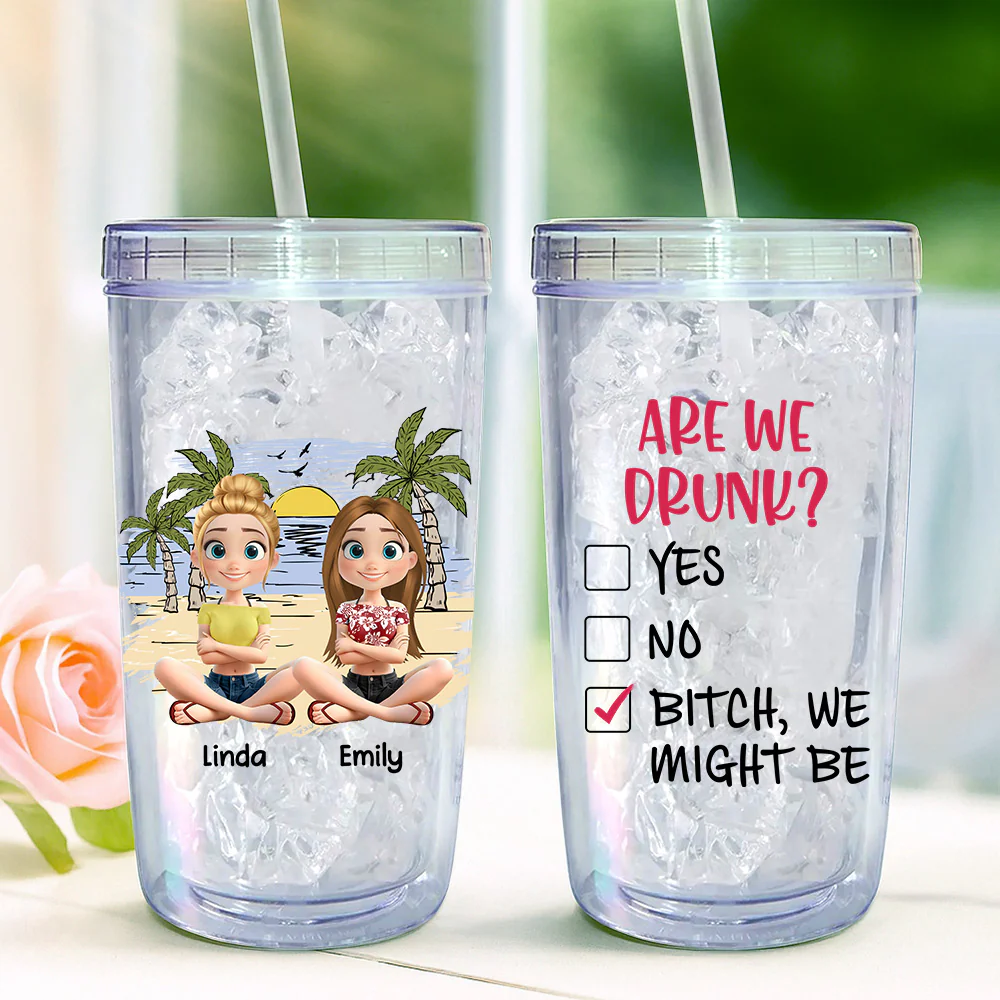 Are We Drunk - Personalized Custom 14oz Plastic Tumbler - Image 3