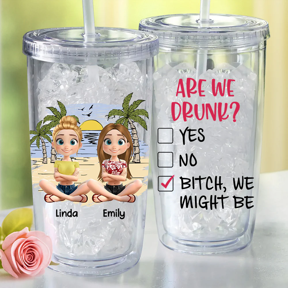 Are We Drunk - Personalized Custom 14oz Plastic Tumbler - Image 4