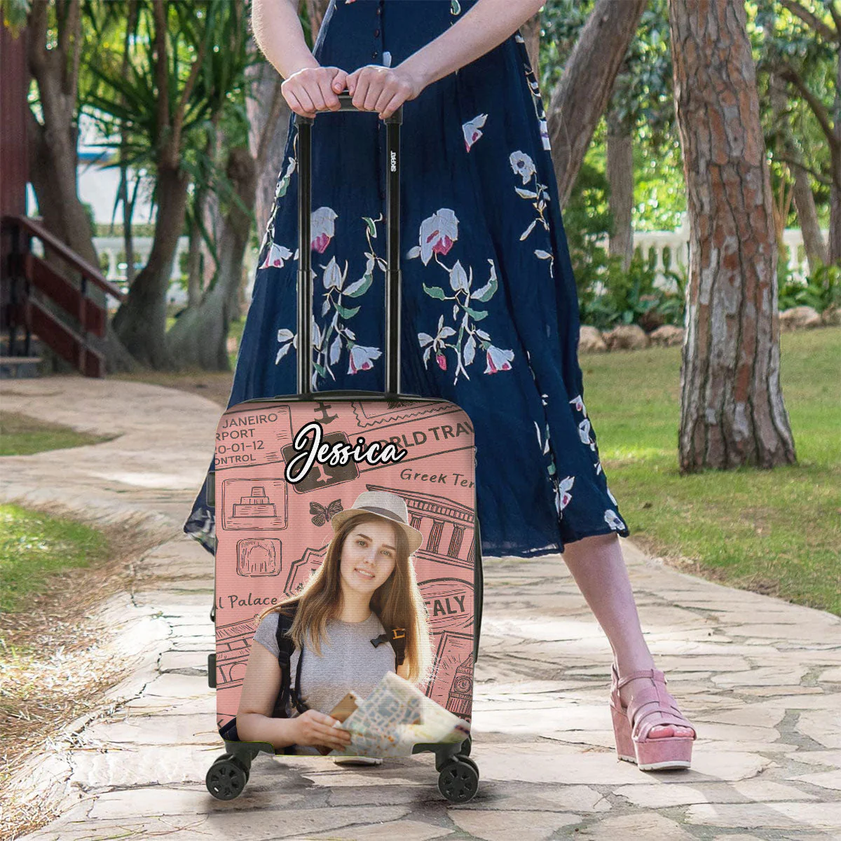Around The World - Personalized Custom Luggage Cover - Image 3