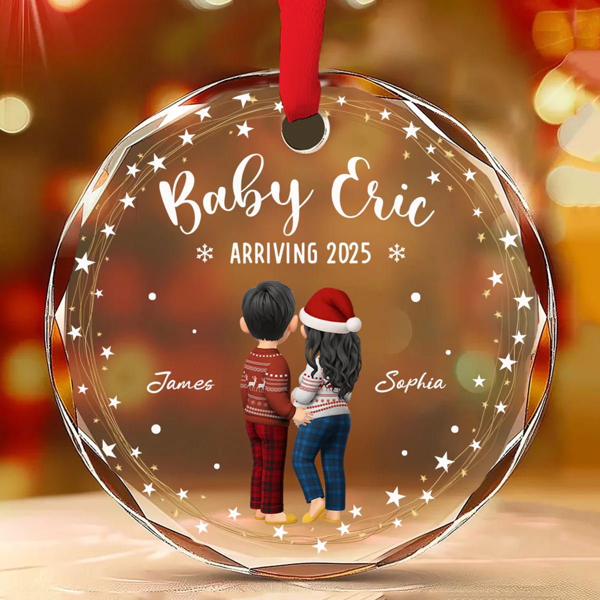 Arrive To The World - Personalized Custom Glass Ornament - Image 2