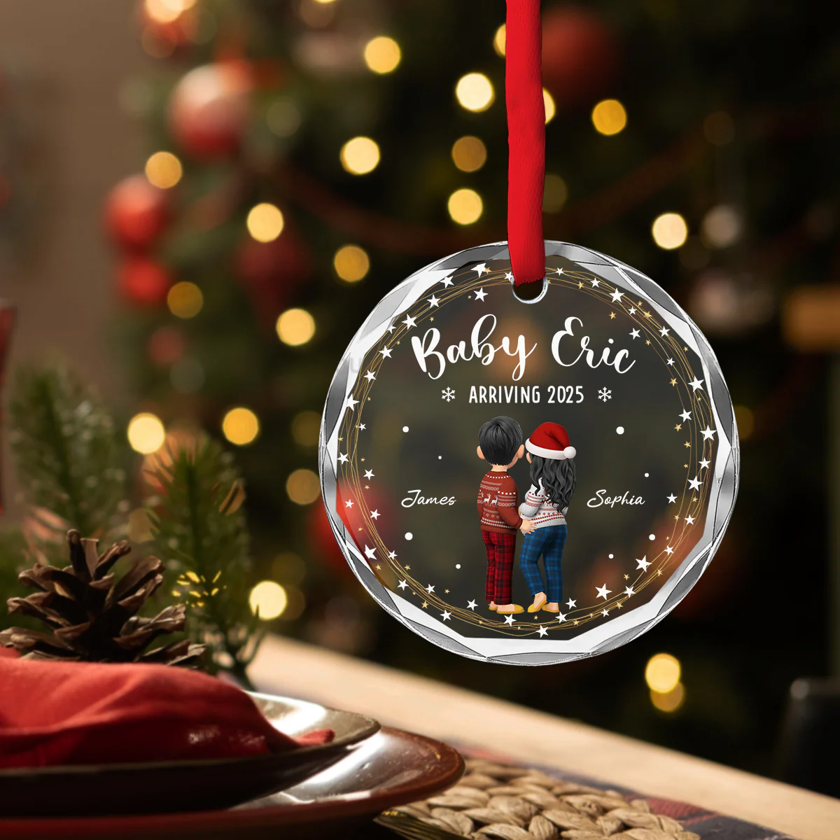 Arrive To The World - Personalized Custom Glass Ornament - Image 4