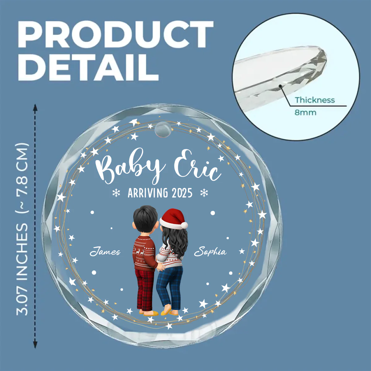 Arrive To The World - Personalized Custom Glass Ornament - Image 5