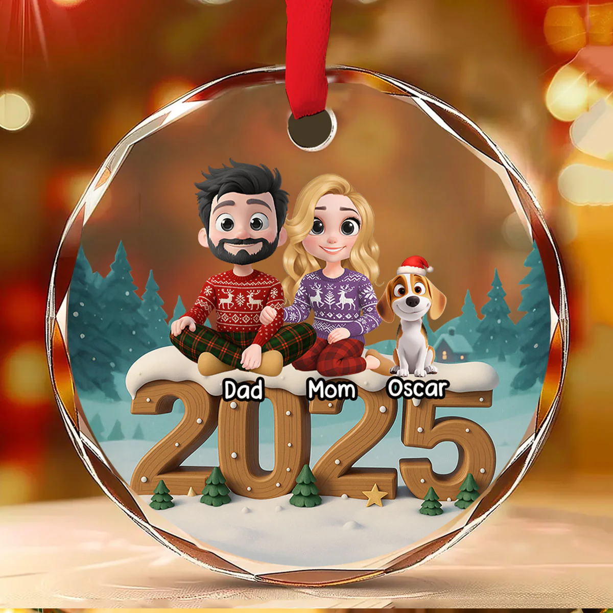 As A Family Now Onwards - Personalized Custom 3D Effect Glass Ornament - Image 2