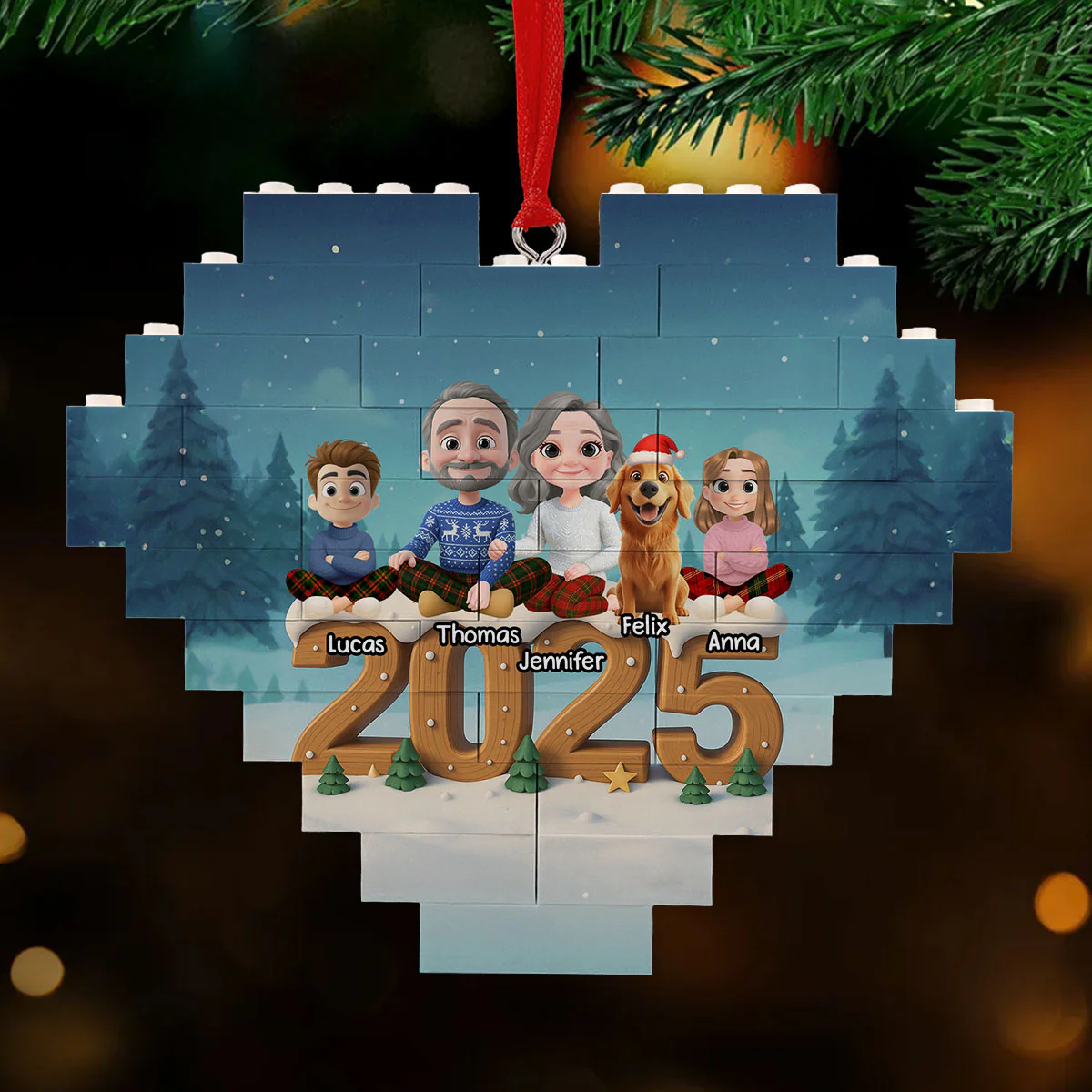 As A Family Now Onwards - Personalized Custom 3D Effect Heart Puzzle Ornament - Image 2