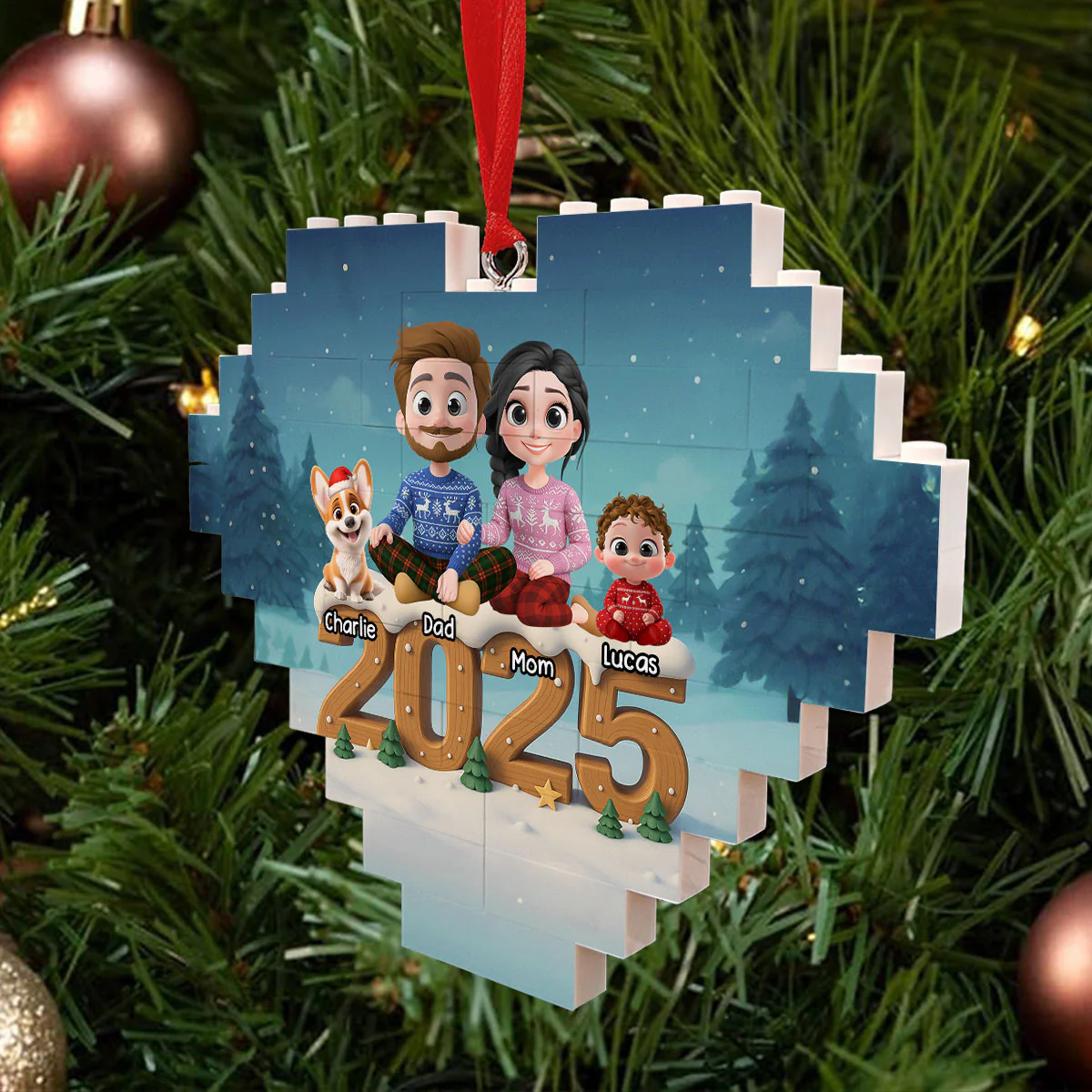 As A Family Now Onwards - Personalized Custom 3D Effect Heart Puzzle Ornament - Image 4
