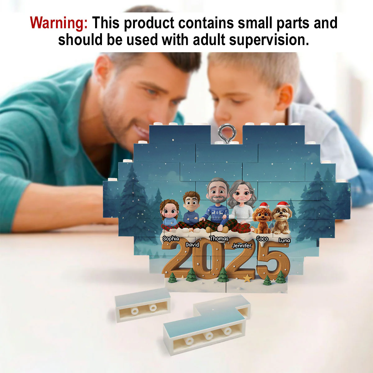 As A Family Now Onwards - Personalized Custom 3D Effect Heart Puzzle Ornament - Image 5