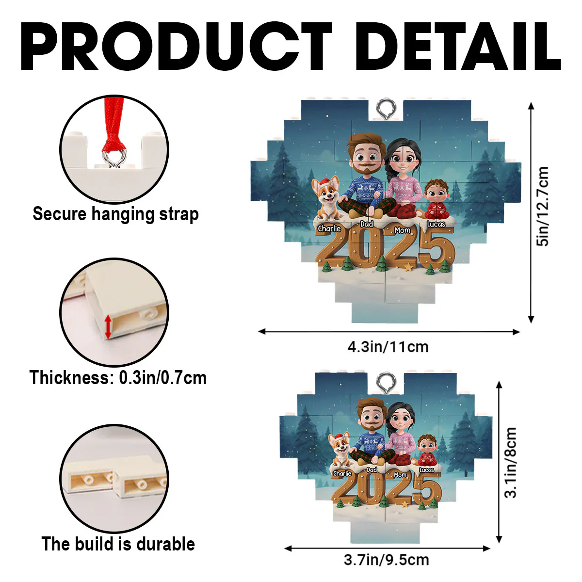 As A Family Now Onwards - Personalized Custom 3D Effect Heart Puzzle Ornament - Image 6