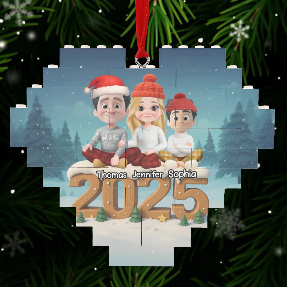 As A Family Now Onwards - Personalized Custom 3D Effect Heart Puzzle Ornament - Image 7